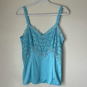 Vintage baby blue lace cami tank top camisole size M fairy coquette festival